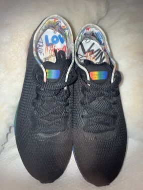 Under Armour HOVR mens Black Sneakers with Pride Rainbow Accent